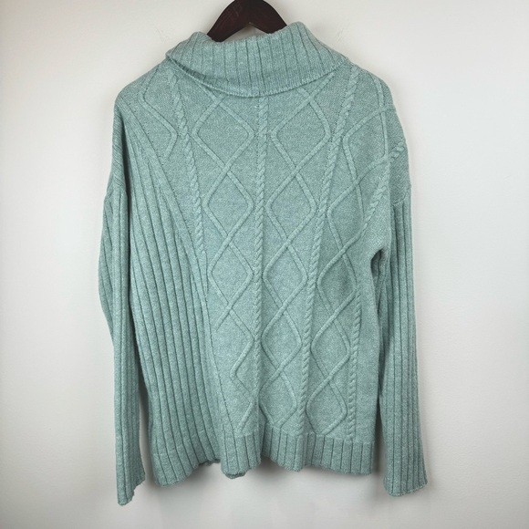 Soft Surroundings Knit Side Button Light Green Cowl Neck Women’s Sweater SZ M - Picture 5 of 6